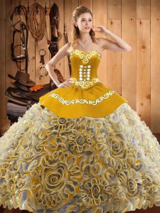 With Train Multi-color Quince Ball Gowns Sweetheart Sleeveless Sweep Train Lace Up