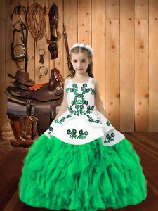 Turquoise Sleeveless Organza Lace Up Winning Pageant Gowns for Sweet 16 and Quinceanera