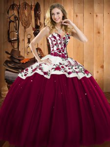 Dramatic Sleeveless Lace Up Floor Length Embroidery Sweet 16 Dresses