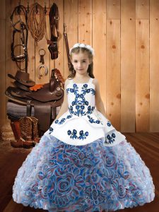 Discount Straps Sleeveless Pageant Dress for Teens Floor Length Embroidery Multi-color Fabric With Rolling Flowers
