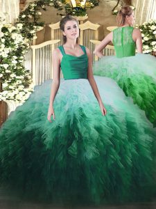 Multi-color Sleeveless Tulle Zipper Quinceanera Dresses for Military Ball and Sweet 16 and Quinceanera