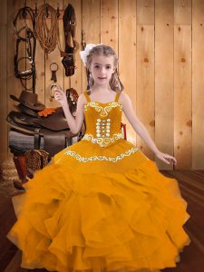 Stylish Sleeveless Embroidery and Ruffles Lace Up Pageant Dresses