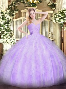 Modern Sleeveless Beading and Ruffles Lace Up Sweet 16 Dress