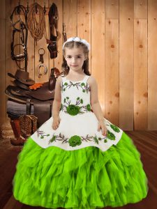 Trendy Floor Length Lace Up High School Pageant Dress for Sweet 16 and Quinceanera with Embroidery and Ruffles