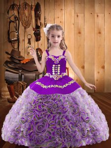 Charming Multi-color Straps Neckline Embroidery and Ruffles High School Pageant Dress Sleeveless Lace Up
