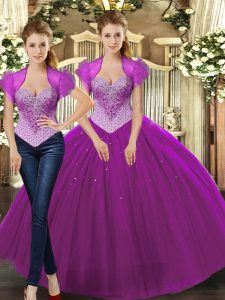 Sleeveless Lace Up Floor Length Beading Sweet 16 Dress