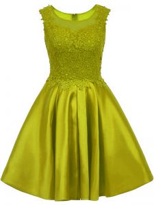 Olive Green Zipper Court Dresses for Sweet 16 Lace Sleeveless Mini Length
