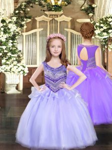 Lavender Sleeveless Beading Floor Length Pageant Dresses