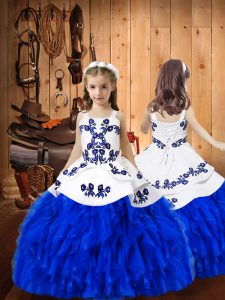 Sleeveless Embroidery and Ruffles Lace Up Custom Made Pageant Dress
