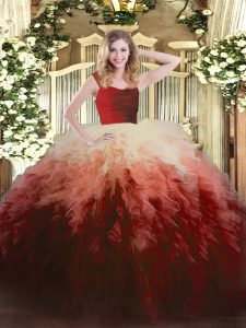Multi-color Sleeveless Floor Length Ruffles Zipper Sweet 16 Quinceanera Dress