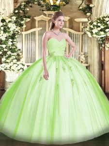 Super Sleeveless Beading and Appliques Lace Up Quinceanera Dress