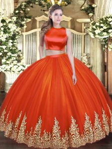 Sleeveless Criss Cross Floor Length Appliques 15th Birthday Dress