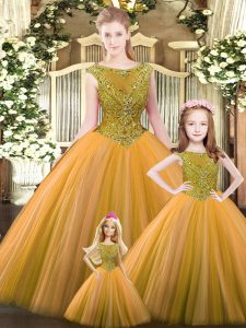Amazing Floor Length Ball Gowns Sleeveless Orange 15 Quinceanera Dress Lace Up