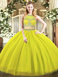 New Arrival Sleeveless Beading Zipper Quince Ball Gowns