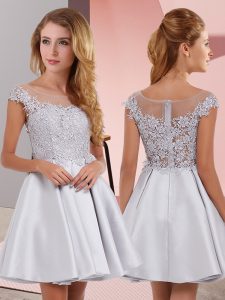 Exquisite Scoop Sleeveless Satin Quinceanera Dama Dress Lace Zipper