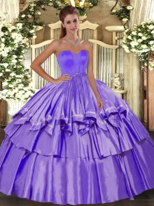 Gorgeous Sweetheart Sleeveless Organza and Taffeta Quinceanera Dresses Beading and Ruffled Layers Lace Up