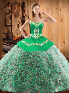 Enchanting Sleeveless Sweep Train Lace Up With Train Embroidery Sweet 16 Quinceanera Dress