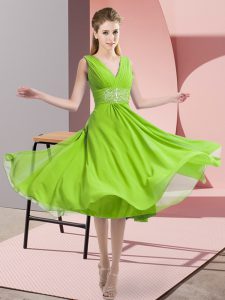 Off The Shoulder Sleeveless Court Dresses for Sweet 16 Knee Length Beading Chiffon