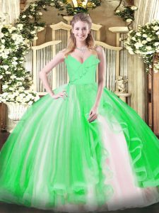 Ball Gowns Ruffles Ball Gown Prom Dress Zipper Tulle Sleeveless Floor Length