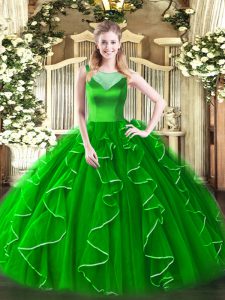 Side Zipper Sweet 16 Dresses Beading and Ruffles Sleeveless Floor Length