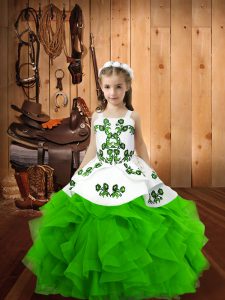 Custom Made Sleeveless Embroidery and Ruffles Floor Length Pageant Dress for Teens
