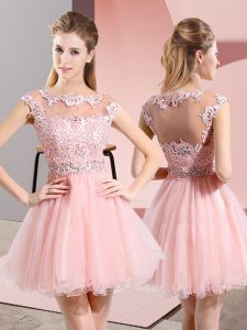 Best Scoop Sleeveless Side Zipper Dama Dress Baby Pink Tulle