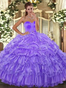 High Quality Organza Sweetheart Sleeveless Lace Up Beading and Ruffled Layers Sweet 16 Quinceanera Dress in Lavender