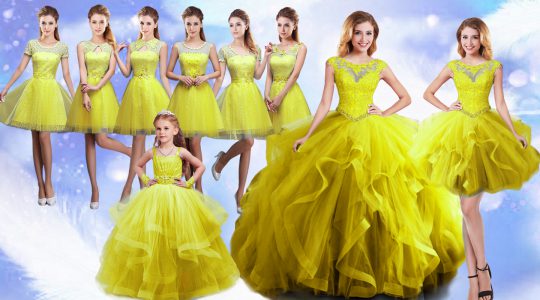 Scoop Sleeveless Organza 15th Birthday Dress Beading and Ruffles Lace Up