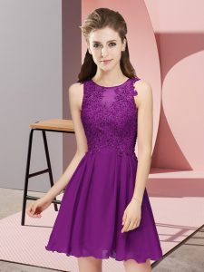 Glorious Chiffon Sleeveless Mini Length Damas Dress and Appliques