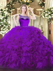 Glittering Sleeveless Beading Zipper Vestidos de Quinceanera