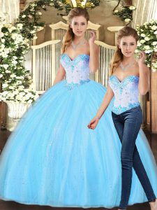 Hot Selling Tulle Sleeveless Floor Length Sweet 16 Dresses and Beading