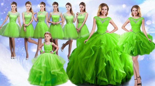 Sleeveless Beading and Ruffles Lace Up Quince Ball Gowns