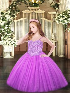 Cute Sleeveless Lace Up Floor Length Appliques Pageant Dresses
