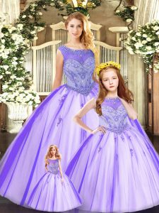 High Quality Eggplant Purple Sleeveless Beading Floor Length Sweet 16 Quinceanera Dress