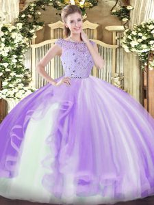 Fabulous Floor Length Lavender Ball Gown Prom Dress Bateau Sleeveless Zipper