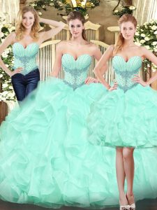 Fantastic Floor Length Ball Gowns Sleeveless Apple Green Quinceanera Dresses Lace Up