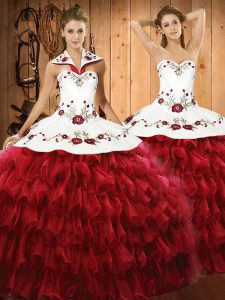 High End Sleeveless Embroidery and Ruffled Layers Lace Up 15 Quinceanera Dress