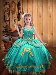 Custom Fit Sleeveless Beading and Embroidery Lace Up High School Pageant Dress