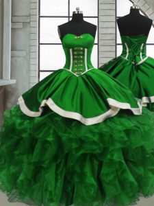 Edgy Sleeveless Lace Up Floor Length Beading and Ruffles Quince Ball Gowns