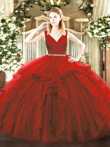 Sweet Sleeveless Zipper Floor Length Beading and Ruffles Quinceanera Gowns