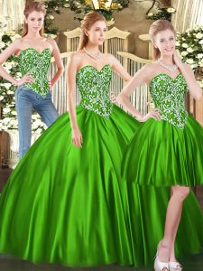Deluxe Tulle Sleeveless Floor Length Quinceanera Gowns and Beading