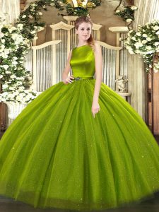 Modest Sleeveless Belt Clasp Handle Quinceanera Gowns