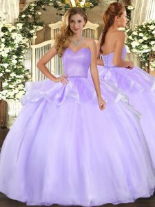 Sleeveless Lace Up Floor Length Beading and Ruffles Quinceanera Gown