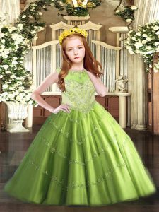 Enchanting Ball Gowns Pageant Dress for Teens Scoop Tulle Sleeveless Floor Length Zipper