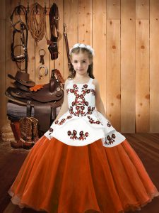 Best Organza and Tulle Sleeveless Floor Length Custom Made Pageant Dress and Embroidery