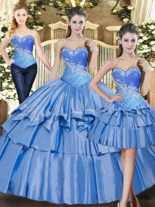 New Arrival Sleeveless Beading and Ruffled Layers Lace Up 15 Quinceanera Dress