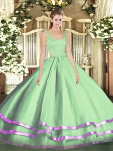 New Arrival Apple Green Straps Zipper Ruffled Layers Sweet 16 Quinceanera Dress Sleeveless