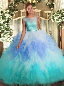 Fancy Floor Length Multi-color Sweet 16 Dress Scoop Sleeveless Backless