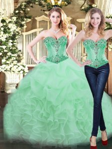 Floor Length Ball Gowns Sleeveless Apple Green 15 Quinceanera Dress Lace Up
