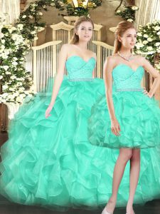 Sexy Tulle Sleeveless Floor Length Quinceanera Dresses and Ruffles